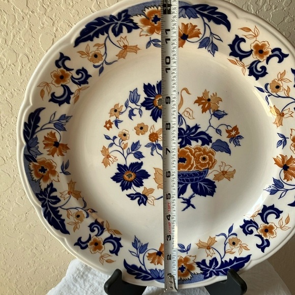 Atkins Ming Flower: Floral Blue & Cream Dinner Plate - Picture 11 of 15